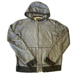Lucky Brand Jacket Sz S Gray Black Zip Up Sweatshirt Knit Fall Casual Hooded Men